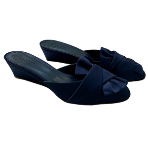 J. Crew Collection Blue Size 8 Mules Satin Wedges Slip On Heel Shoes